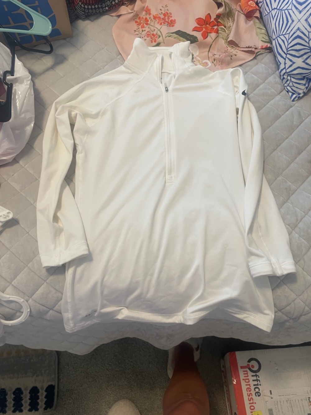 Nike White Quarter-Zip with Black Swoosh